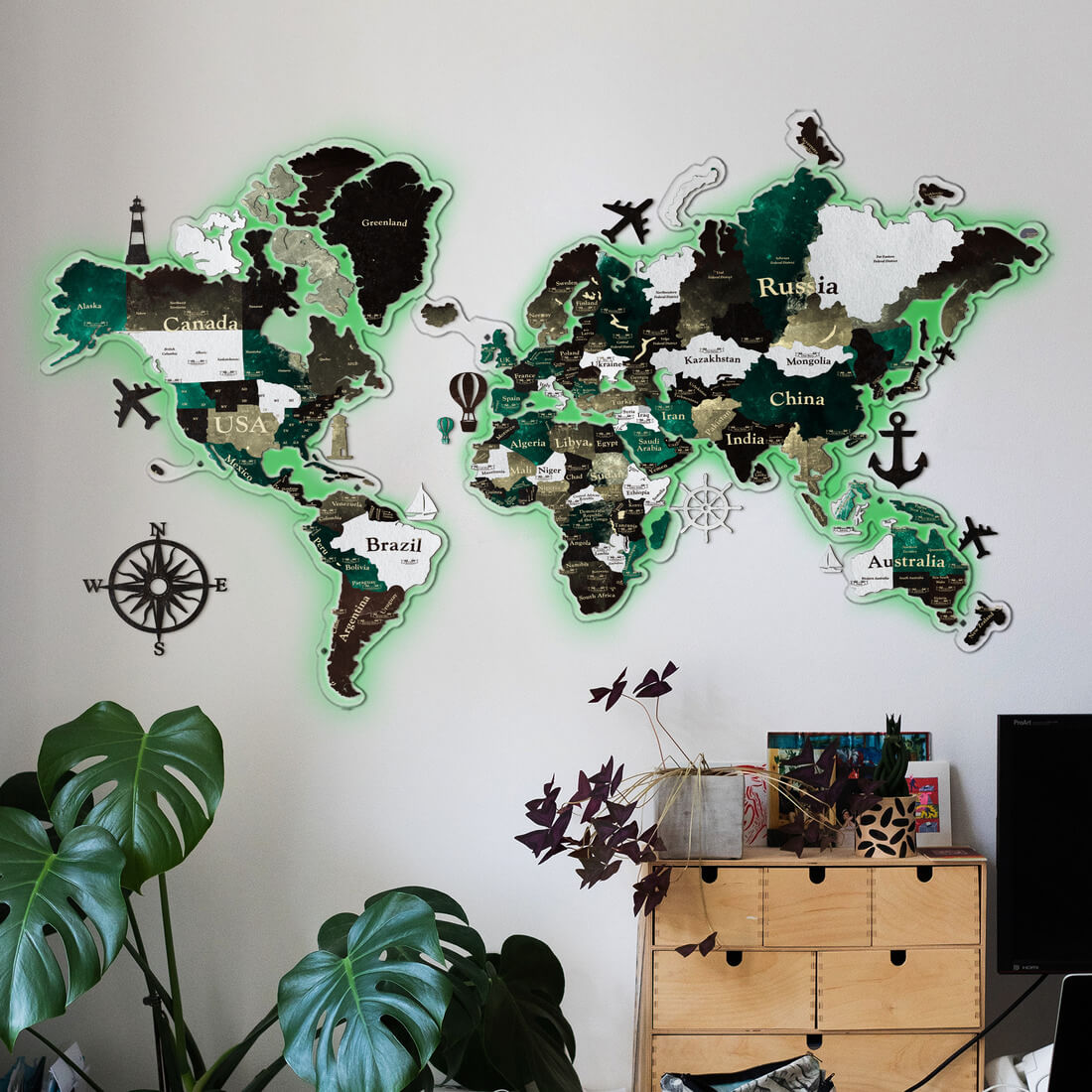 Самое интересное : Деревянная карта мира - вся планета в вашем доме!
